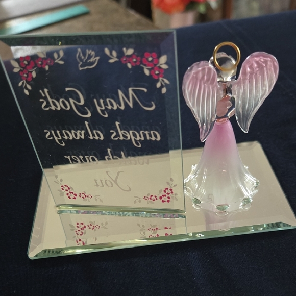 Glass Angel Figurine with Pink Accents - Picture 4 of 5